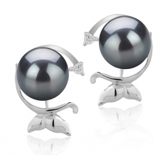 7-8mm AA Quality Japanese Akoya Cultured Pearl Earring Pair in Gilda Black