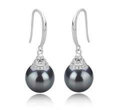 10-11mm AAA Quality Tahitian Cultured Pearl Earring Pair in Roxanne Black