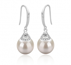 10-11mm AAAA Quality Freshwater Cultured Pearl Earring Pair in Roxanne White