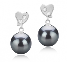 8-9mm AAAA Quality Freshwater Cultured Pearl Earring Pair in Taima Black