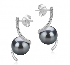 8-9mm AAAA Quality Freshwater Cultured Pearl Earring Pair in Mathilde Black