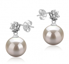 8-9mm AAAA Quality Freshwater Cultured Pearl Earring Pair in Wilma White