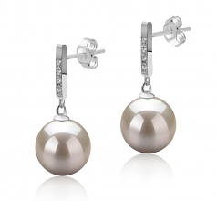 9-10mm AAAA Quality Freshwater Cultured Pearl Earring Pair in Janet White