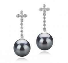 10-11mm AAA Quality Tahitian Cultured Pearl Earring Pair in Raquel Black