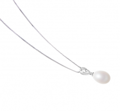 10-11mm AA - Drop Quality Freshwater Cultured Pearl Pendant in Fotina White