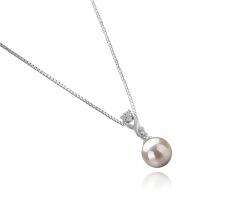 8-9mm AAAA Quality Freshwater Cultured Pearl Pendant in Kendra White