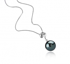 11-12mm AAA Quality Tahitian Cultured Pearl Pendant in Lorna Black