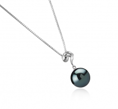 11-12mm AAA Quality Tahitian Cultured Pearl Pendant in Lorna Black