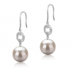 10-11mm AAAA Quality Freshwater Cultured Pearl Earring Pair in Adelle White