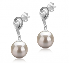 8-9mm AAAA Quality Freshwater Cultured Pearl Earring Pair in Madonna White