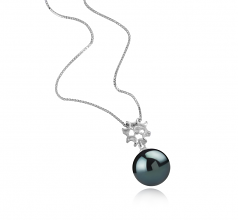 11-12mm AAA Quality Tahitian Cultured Pearl Pendant in Tatiana Black