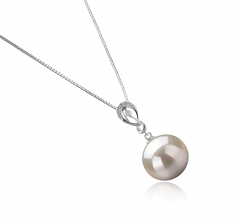 10-11mm AAAA Quality Freshwater Cultured Pearl Pendant in Lena White