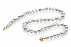 6.5-7mm Hanadama - AAAA Quality Japanese Akoya Cultured Pearl Necklace in Hanadama 16-inch White