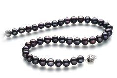 10-11mm AA Quality Freshwater Cultured Pearl Necklace in Black