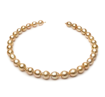 10.1-12.5mm Baroque Quality South Sea Cultured Pearl Necklace in 18-inch Gold