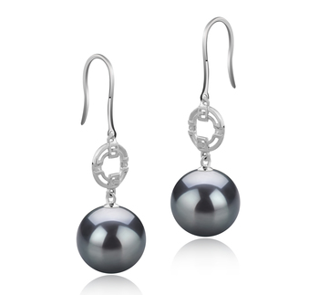 10-11mm AAA Quality Tahitian Cultured Pearl Earring Pair in Adelle Black 10-11mm AAA Quality Tahitian Cultured Pearl Earring Pair in Adelle Black