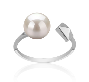 7-8mm AAAA Quality Freshwater Cultured Pearl Ring in Alma White