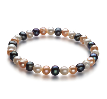 6-7mm A Quality Freshwater Cultured Pearl Bracelet in Bliss Multicolor 6-7mm A Quality Freshwater Cultured Pearl Bracelet in Bliss Multicolor