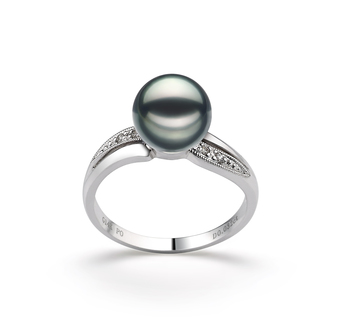 7-8mm AAA Quality Japanese Akoya Cultured Pearl Ring in Caroline Black 7-8mm AAA Quality Japanese Akoya Cultured Pearl Ring in Caroline Black