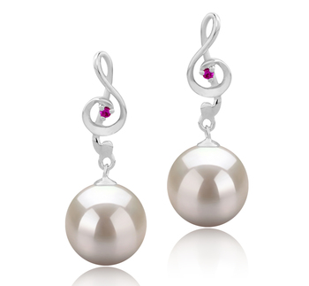 9-10mm AAAA Quality Freshwater Cultured Pearl Earring Pair in Cheryl White