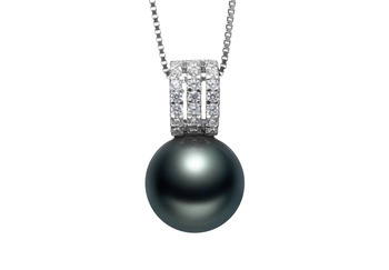 12-13mm AAA Quality Tahitian Cultured Pearl Pendant in Colette Black