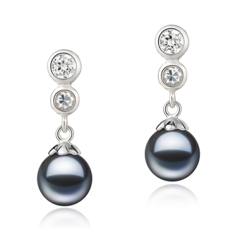 7-8mm AAAA Quality Freshwater Cultured Pearl Earring Pair in Colleen Black 7-8mm AAAA Quality Freshwater Cultured Pearl Earring Pair in Colleen Black