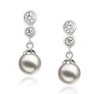 7-8mm AA Quality Japanese Akoya Cultured Pearl Earring Pair in Colleen White 7-8mm AA Quality Japanese Akoya Cultured Pearl Earring Pair in Colleen White