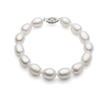 8.5-9.5mm AA Quality Freshwater Cultured Pearl Bracelet in Drop White