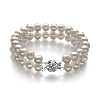 6-7mm A Quality Freshwater Cultured Pearl Bracelet in Eda White 6-7mm A Quality Freshwater Cultured Pearl Bracelet in Eda White