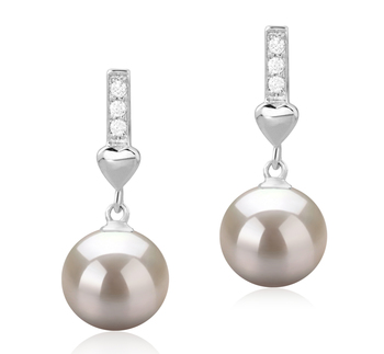 9-10mm AAAA Quality Freshwater Cultured Pearl Earring Pair in Erma White 9-10mm AAAA Quality Freshwater Cultured Pearl Earring Pair in Erma White