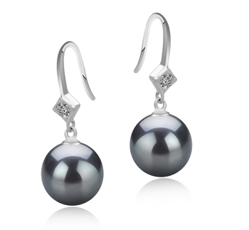 8-9mm AAAA Quality Freshwater Cultured Pearl Earring Pair in Ethel Black 8-9mm AAAA Quality Freshwater Cultured Pearl Earring Pair in Ethel Black