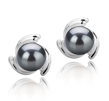 8-9mm AAA Quality Tahitian Cultured Pearl Earring Pair in Eva Black 8-9mm AAA Quality Tahitian Cultured Pearl Earring Pair in Eva Black