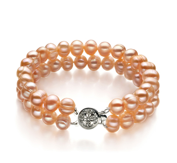 6-7mm A Quality Freshwater Cultured Pearl Bracelet in Evelina Pink 6-7mm A Quality Freshwater Cultured Pearl Bracelet in Evelina Pink