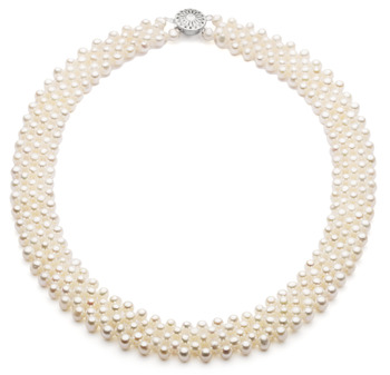 3-4mm AA Quality Freshwater Cultured Pearl Necklace in Five Row White 3-4mm AA Quality Freshwater Cultured Pearl Necklace in Five Row White