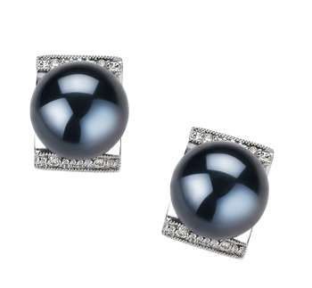 8-9mm AA Quality Japanese Akoya Cultured Pearl Earring Pair in Francine Black 8-9mm AA Quality Japanese Akoya Cultured Pearl Earring Pair in Francine Black