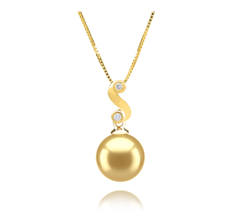 10-11mm AAA Quality South Sea Cultured Pearl Pendant in Gisela Gold