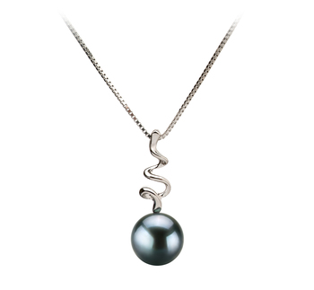 6-7mm AA Quality Japanese Akoya Cultured Pearl Pendant in Greta Black 6-7mm AA Quality Japanese Akoya Cultured Pearl Pendant in Greta Black