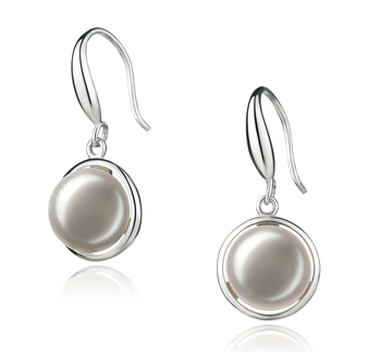 9-10mm AA Quality Freshwater Cultured Pearl Earring Pair in Holly White