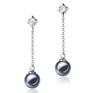 6-7mm AAAA Quality Freshwater Cultured Pearl Earring Pair in Ingrid Black 6-7mm AAAA Quality Freshwater Cultured Pearl Earring Pair in Ingrid Black