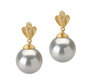 10-11mm AAA Quality South Sea Cultured Pearl Earring Pair in Ivana White