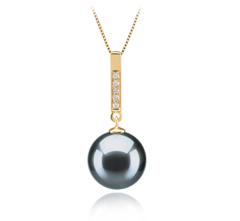 10-11mm AAA Quality Tahitian Cultured Pearl Pendant in Janet Black
