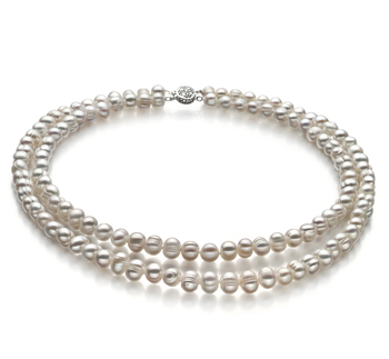 6-7mm A Quality Freshwater Cultured Pearl Necklace in Julienne White 6-7mm A Quality Freshwater Cultured Pearl Necklace in Julienne White