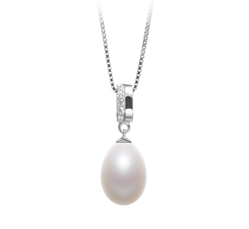 10-11mm AA - Drop Quality Freshwater Cultured Pearl Pendant in Karley White 10-11mm AA - Drop Quality Freshwater Cultured Pearl Pendant in Karley White