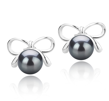 8-9mm AAA Quality Tahitian Cultured Pearl Earring Pair in Kayla Black 8-9mm AAA Quality Tahitian Cultured Pearl Earring Pair in Kayla Black