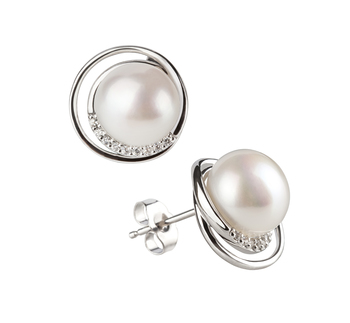 9-10mm AA Quality Freshwater Cultured Pearl Earring Pair in Kelly White 9-10mm AA Quality Freshwater Cultured Pearl Earring Pair in Kelly White