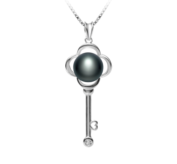 8-9mm AAA Quality Freshwater Cultured Pearl Pendant in Key Black 8-9mm AAA Quality Freshwater Cultured Pearl Pendant in Key Black