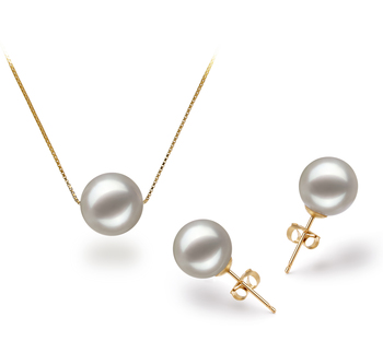 8-9mm AAA Quality Japanese Akoya Cultured Pearl Set in Kristine White 8-9mm AAA Quality Japanese Akoya Cultured Pearl Set in Kristine White