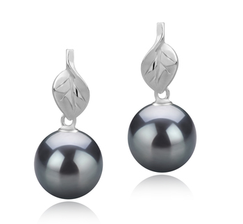 8-9mm AAAA Quality Freshwater Cultured Pearl Earring Pair in Leaf Black 8-9mm AAAA Quality Freshwater Cultured Pearl Earring Pair in Leaf Black