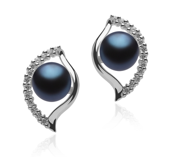 6-7mm AAAA Quality Freshwater Cultured Pearl Earring Pair in Lilia Black 6-7mm AAAA Quality Freshwater Cultured Pearl Earring Pair in Lilia Black