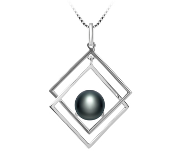 8-9mm AAA Quality Freshwater Cultured Pearl Pendant in Lilian Black